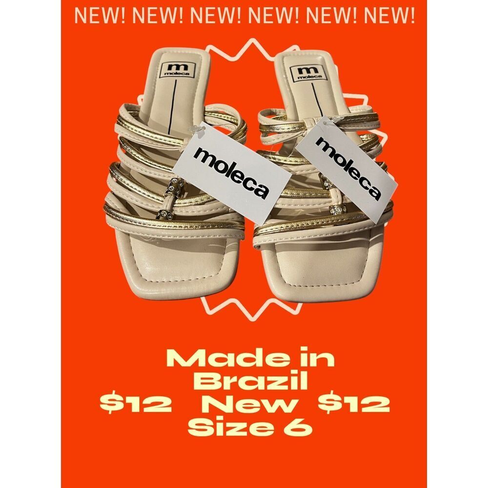 Moleca  Flat Sandals Size 6 (Style Code Gaspea 5462.136) Color Gold Straps